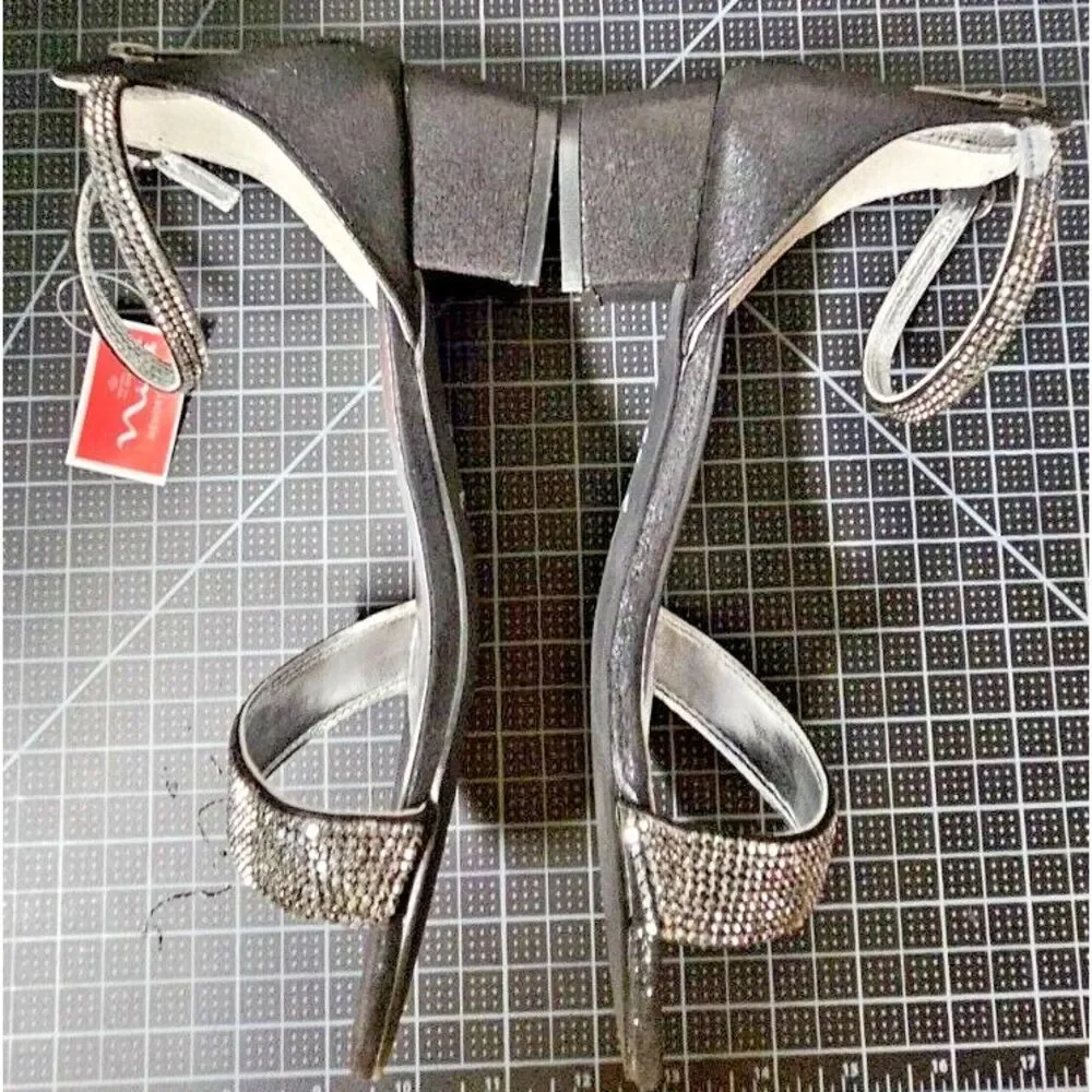 NINA Girl's Valetta Black Shimmer ankle strap sandals Big Kid 5M‎